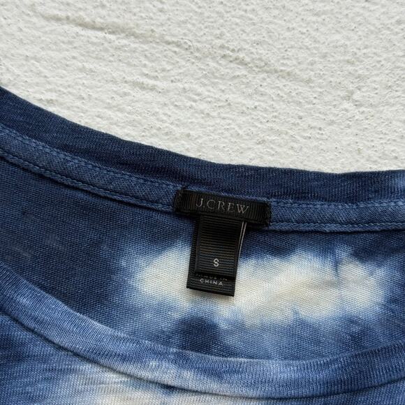 J.Crew Blue White Tie Dye Linen T-Shirt, Size Small - Picture 4 of 7